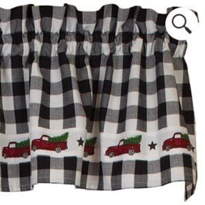 NEW! Buffalo Check Red Truck Window Valance